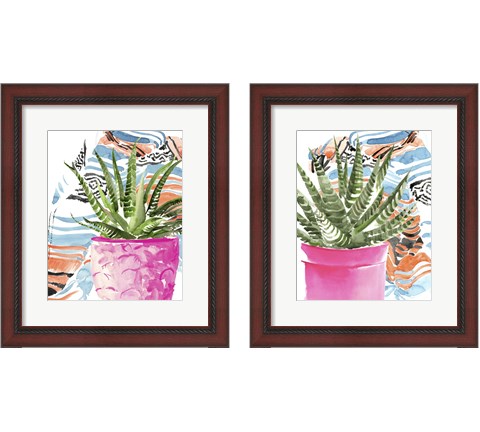 Zebra Succulent 2 Piece Framed Art Print Set by Jennifer Parker