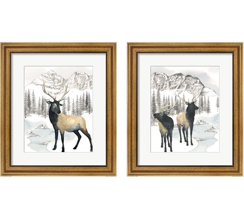 Winter Elk 2 Piece Framed Art Print Set by Grace Popp