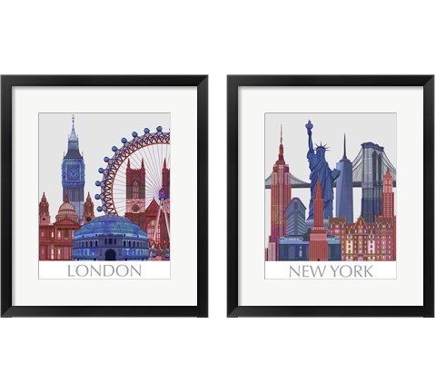 London Landmarks 2 Piece Framed Art Print Set by Fab Funky