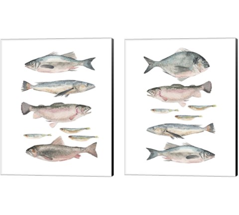 Fish Composition 2 Piece Canvas Print Set by Emma Scarvey