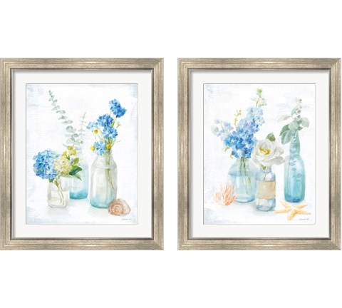 Beach Cottage Florals 2 Piece Framed Art Print Set by Danhui Nai