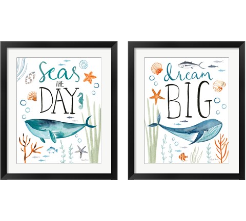 Whale Tale 2 Piece Framed Art Print Set by Farida Zaman