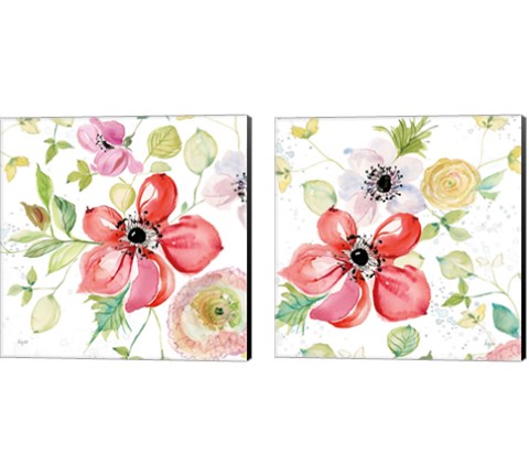 Spray of Anemones 2 Piece Canvas Print Set by Kristy Rice