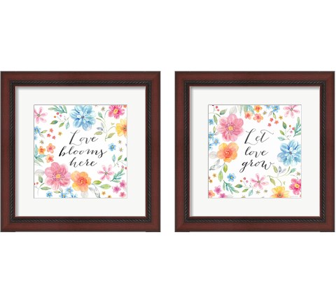 Whimsical Blooms Sentiment 2 Piece Framed Art Print Set by Cynthia Coulter