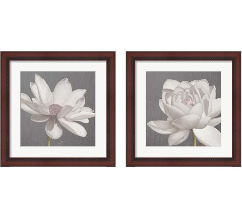 Vintage Lotus on Grey 2 Piece Framed Art Print Set by Marie-Elaine Cusson