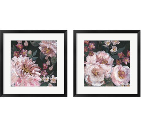 Romantic Moody Florals on Black 2 Piece Framed Art Print Set by Tre Sorelle Studios