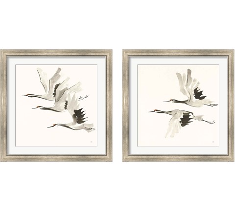 Zen Cranes Warm 2 Piece Framed Art Print Set by Chris Paschke