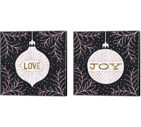 Jolly Holiday Ornaments Metallic 2 Piece Canvas Print Set by Michael Mullan