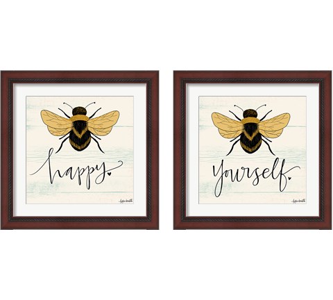 Bee Happy 2 Piece Framed Art Print Set by Katie Doucette