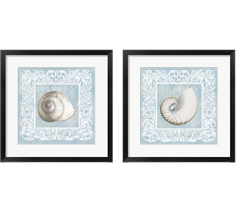 Sandy Shells Blue 2 Piece Framed Art Print Set by Beth Grove