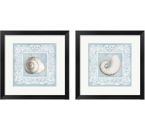 Sandy Shells Blue 2 Piece Framed Art Print Set by Beth Grove