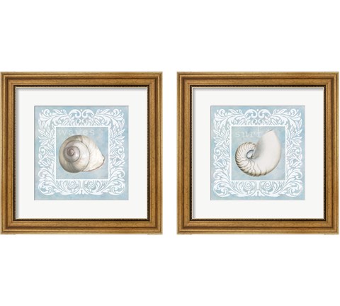 Sandy Shells Blue 2 Piece Framed Art Print Set by Beth Grove