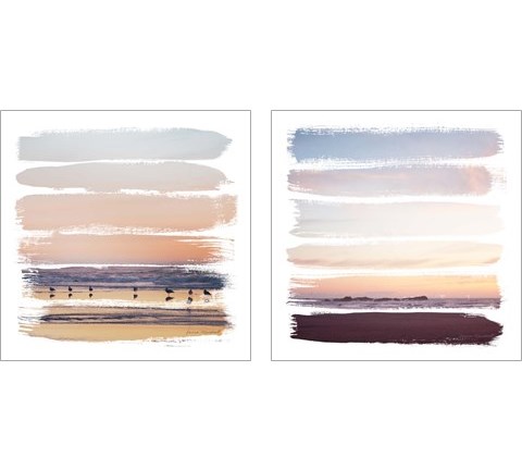 Sunset Stripes 2 Piece Art Print Set by Laura Marshall