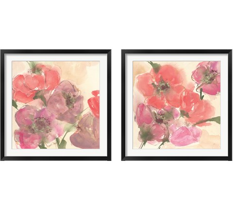 Coral Blooms Dark Green 2 Piece Framed Art Print Set by Chris Paschke