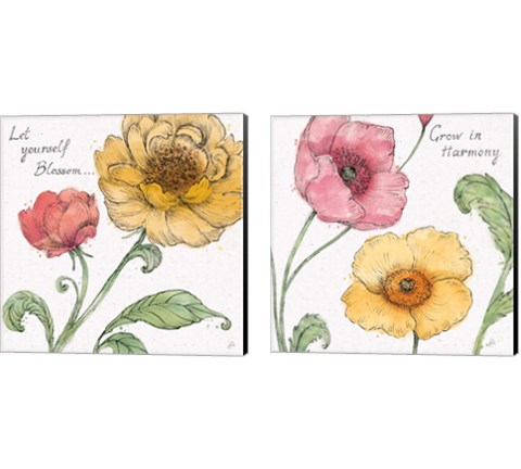 Blossom Sketches 2 Piece Canvas Print Set by Daphne Brissonnet