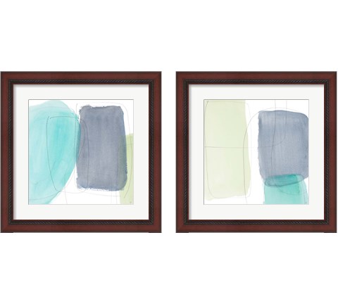 Teal and Grey Abstract 2 Piece Framed Art Print Set by Lanie Loreth