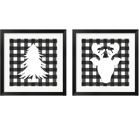 Christmas Gingham 2 Piece Framed Art Print Set by Anna Quach