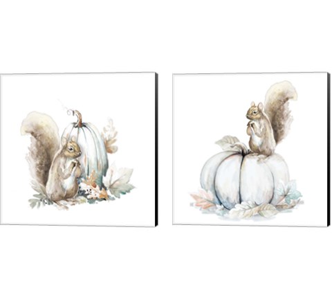 Squirrel and Pumpkin 2 Piece Canvas Print Set by Patricia Pinto