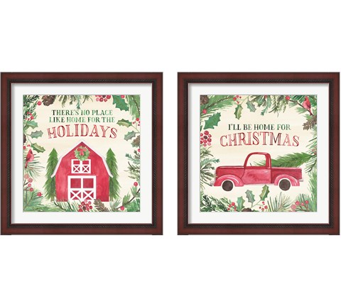 New England Christmas 2 Piece Framed Art Print Set by Noonday Design