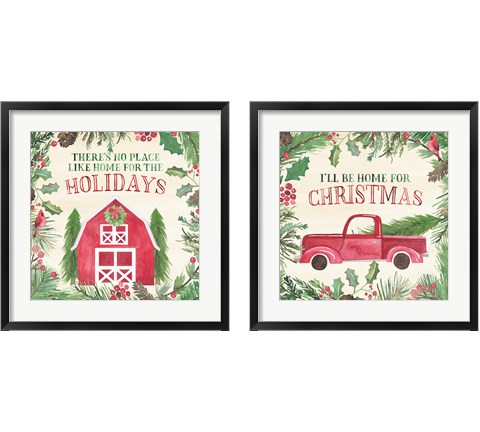 New England Christmas 2 Piece Framed Art Print Set by Noonday Design