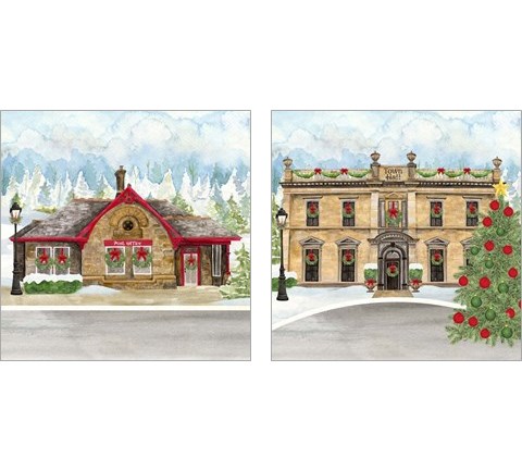 Christmas Village 2 Piece Art Print Set by Tara Reed