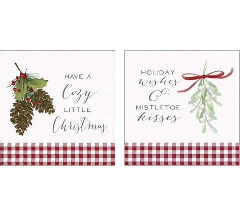 Cozy Christmas Gingham 2 Piece Art Print Set by Hartworks
