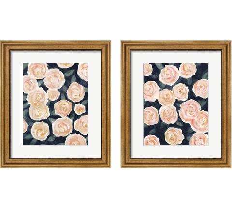 Peach Petals 2 Piece Framed Art Print Set by Victoria Borges