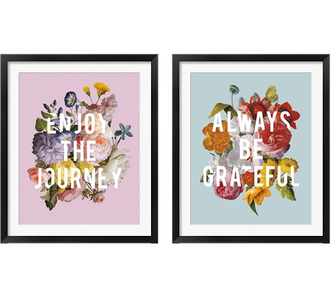 Floral Sentiment 2 Piece Framed Art Print Set by Wild Apple Portfolio