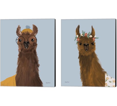 Delightful Alpacas 2 Piece Canvas Print Set by Becky Thorns