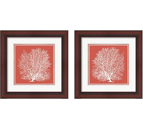 Coastal Coral on Red 2 Piece Framed Art Print Set by Cindy Jacobs