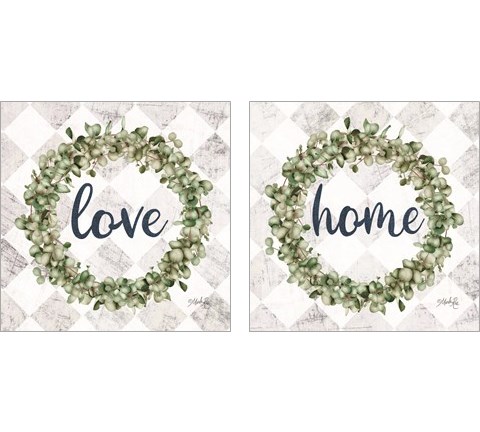 Eucalyptus Wreath 2 Piece Art Print Set by Marla Rae