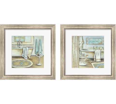 Soft Bath 2 Piece Framed Art Print Set by R. RIG