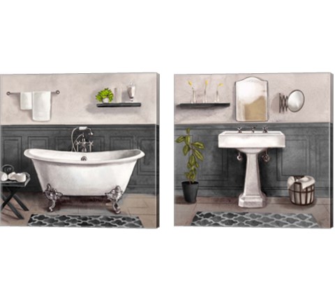 Serene Bath 2 Piece Canvas Print Set by Bannarot