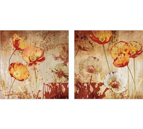 Poppy Heat 2 Piece Art Print Set by Tandi Venter