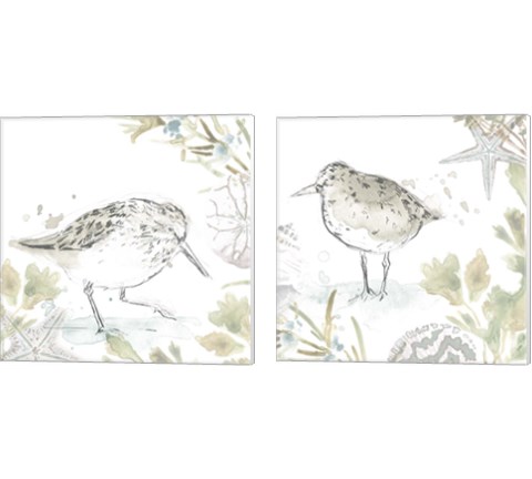 Seaside Sandpipers 2 Piece Canvas Print Set by June Erica Vess