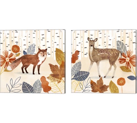 Cozy Autumn Woodland 2 Piece Canvas Print Set by Victoria Borges