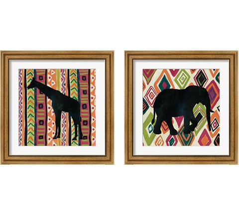 African Animal 2 Piece Framed Art Print Set by Farida Zaman