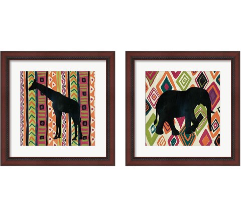 African Animal 2 Piece Framed Art Print Set by Farida Zaman