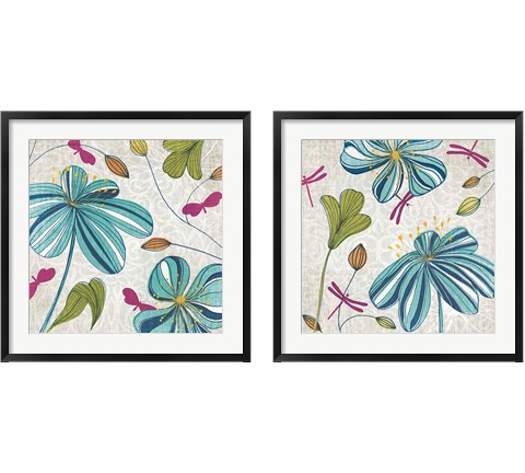 Flowers, Dragonflies & Butterflies 2 Piece Framed Art Print Set by Tandi Venter