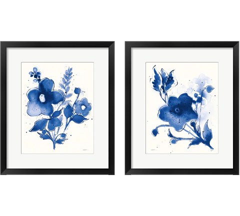 Independent Blooms Blue 2 Piece Framed Art Print Set by Shirley Novak