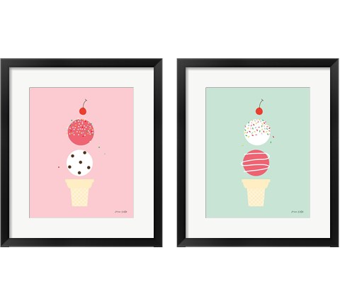 Ice Cream and Cherry 2 Piece Framed Art Print Set by Ann Kelle