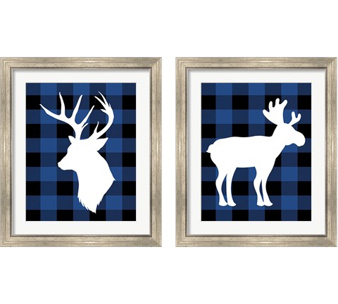 Plaid Deer 2 Piece Framed Art Print Set by Tamara Robinson