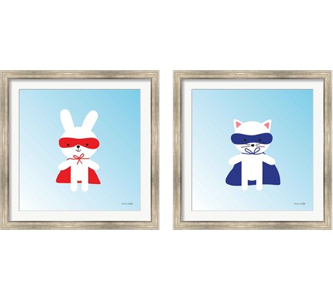 Little Super Hero 2 Piece Framed Art Print Set by Ann Kelle