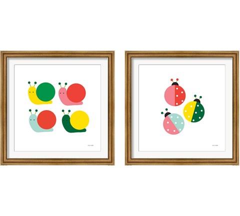 Ladybugs Three 2 Piece Framed Art Print Set by Ann Kelle