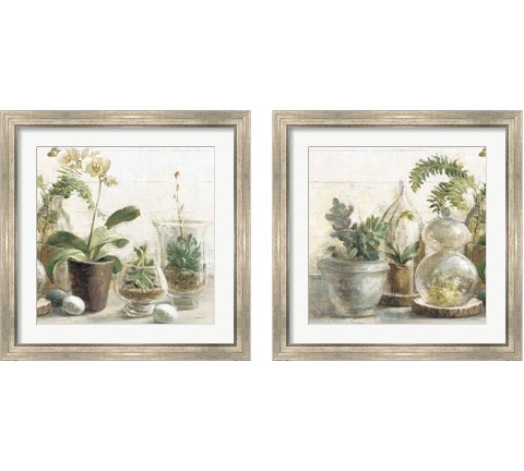 Greenhouse Orchids on Shiplap 2 Piece Framed Art Print Set by Danhui Nai