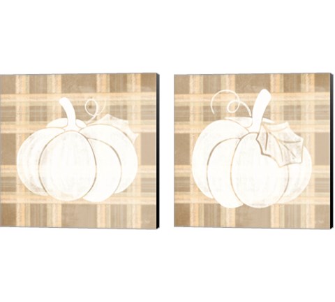 Plaid Pumpkin 2 Piece Canvas Print Set by House Fenway