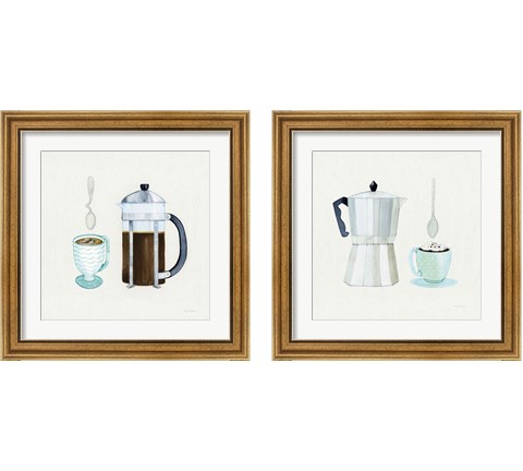 Coffee Break Tan 2 Piece Framed Art Print Set by Kathleen Parr McKenna