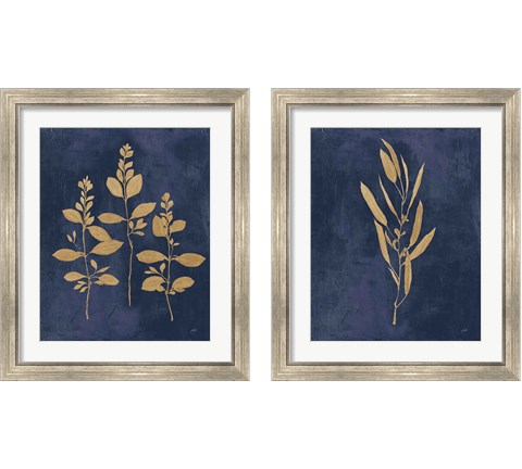 Botanical Study Gold Navy2 Piece Framed Art Print Set by Julia Purinton