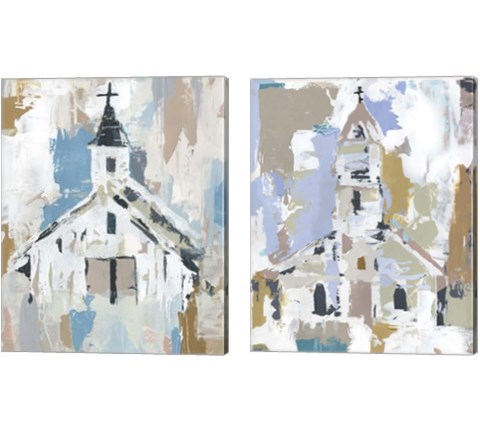 Sunday Chapel 2 Piece Canvas Print Set by Annie Warren