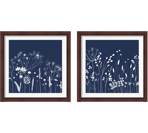 Indigo Flowers 2 Piece Framed Art Print Set by Northern Lights